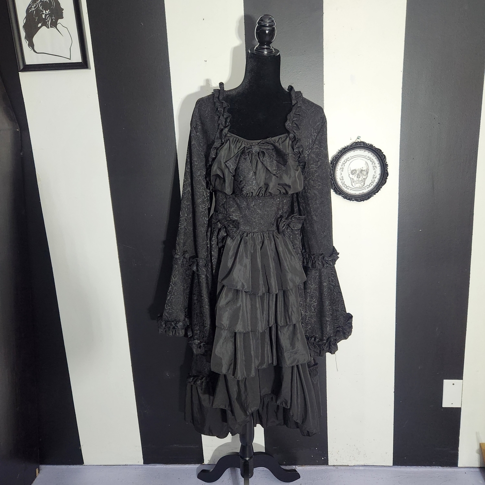 Lip Service Black Ruffled Long Sleeve Gothic Dress